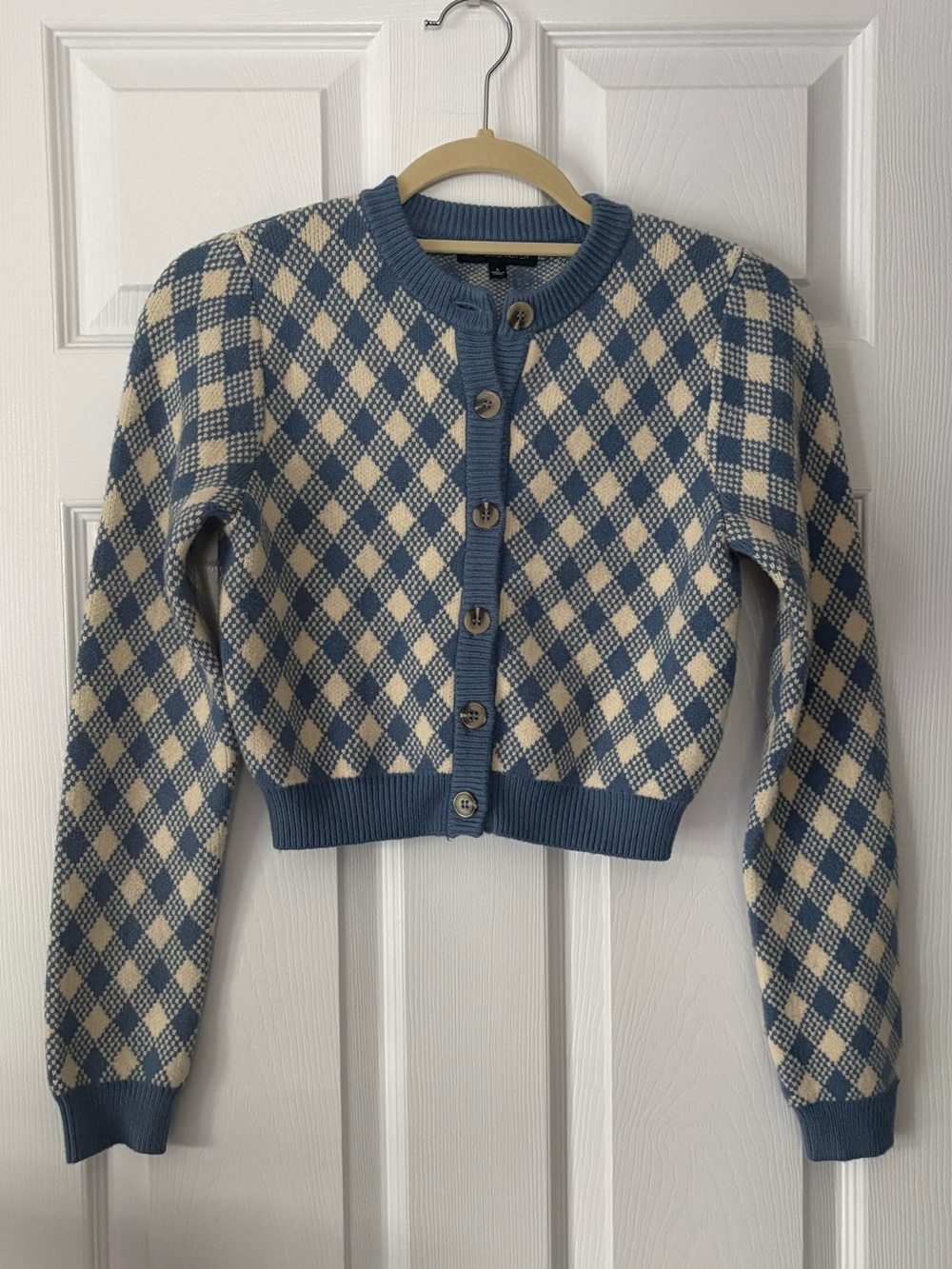 Cotton Candy Argyle Cropped Cardigan XS